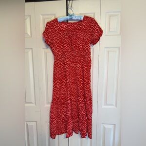 Source‎ Unknown Red Polka Dot Midi Dress